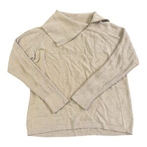 White House Black Market Tan Oversized Neck Zipper Sweater Women's Size XL